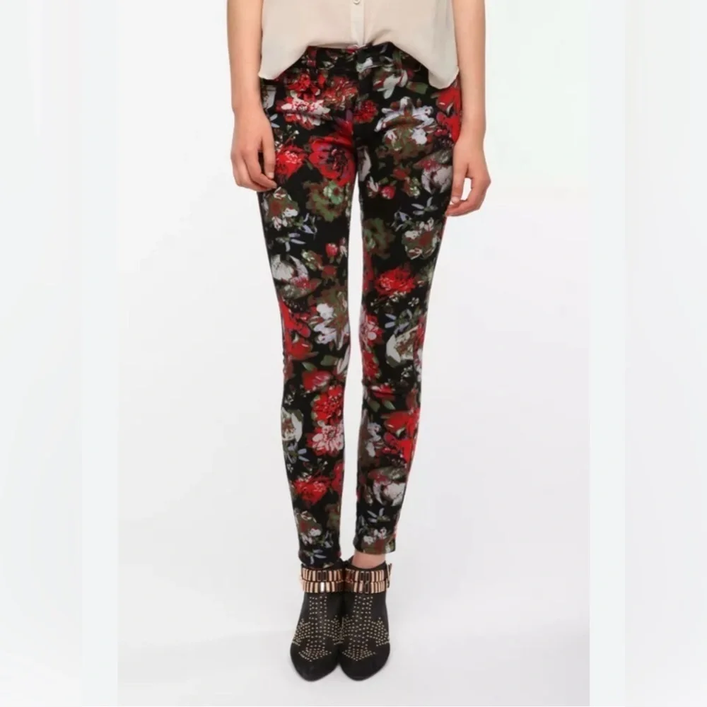 BDG Jeans‎ Womens Ankle Mid Rise Twig Floral Stretch Denim Jeans